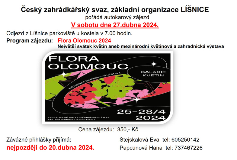 Zájezd Flora Olomouc 27.4.2024